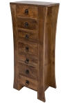 MANGO WOOD & M.D.F WOODEN CURVED SIDED 7 DRAWER CHEST