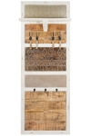 Holz Garderobe mit Lederverzierungen - Weiß, Braun