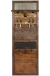 Holz Garderobe mit Lederverzierungen - Dunkelbraun