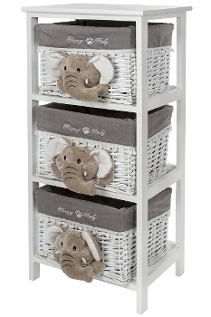 chest of drawers "Happy Elefant", white/grey,