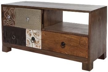 MANGO WOOD / MDF 1 DOOR (DRAWERS DESIGN), I DRAWER & 1 SHELF T.V. CABINET