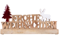 wooden deco: "Frohe Weihnachten" tree & reindeer