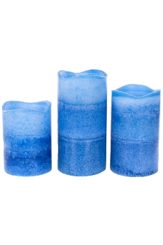 LED Kerzen, 3tlg. Set m. Fernbedienung, Blau