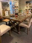 dining table X legs with Glass Top KD