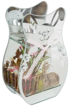 LED glass candle holder, packing: 1pc in mailorder box (styrofoam protected