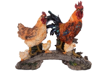 roaster, hen and chicken scene, packing: 1pc in mailorderbox (with styrofoam)