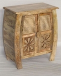 MANGO WD / MDF CURVED DESIGN 2 DOORS CABINET WITH CARVING & CANE-NATURAL
