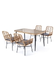 Steel 5pcs sofa set Steel frame, 5mm clear tempered glass top,
PE wicker