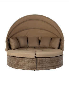 Steel sunbed  with canopy Steel framer,PE wicker weaving,8*1.1 flat wicker,