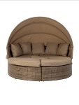 Steel sunbed  with canopy Steel framer,PE wicker weaving,8*1.1 flat wicker,