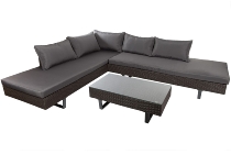 Steel 3pcs corner sofa set Steel frame & legs,5mm clear tempered glass.
PE