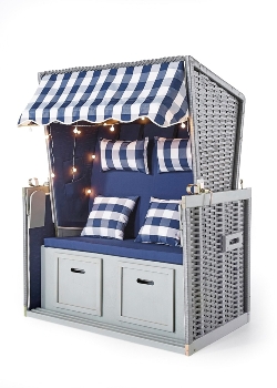 Double seat beach chair with LED, Water base varnish Pine wood frame, non