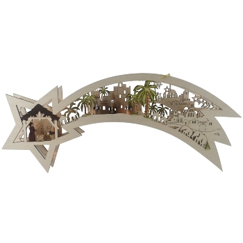 Wooden LED Decor Nativity with hanger  13LED,3AA battery               battery