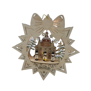 Wooden LED hanger window decor in scene of Church 5LED, 2AA battery