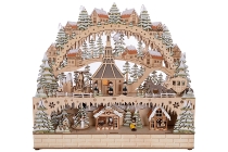 Wooden lightbridge with LED in scene of Church with motor Candle light, 3AA
