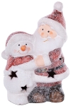 Weihnachtsmann mit Schneemann im Arm