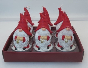 Candle Santa with star S/6 tealight