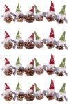 hanging santa with pine cone, each item with my flair barcode hangtag