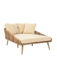 Semi KD Alu lounger, light brown & cream   PE twist rattan,Dia.5.0mm
