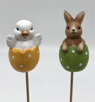 Deko-Stab, 2er-Set Hase und Küken