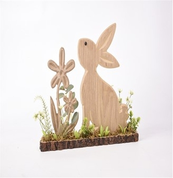 Holz-Dekoration Osterhase in Wiese