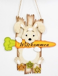 Wand-/Türhänger Hase mit Karotte "Willkommen"