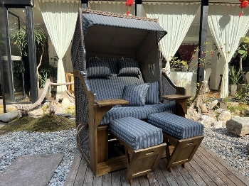 Strandkorb grau gestreift, 2er Sitz