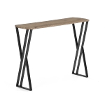 Console table K/D,Top in plastic taupe brown pine veneer,legs metal tube in