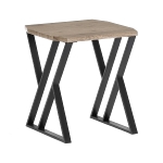 Side table K/D,Top in plastic taupe brown pine veneer,legs metal tube in black