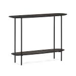 Console table K/D,Top and shelf in dark marble paper veneer,legs metal tube in