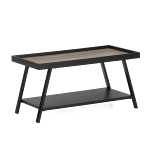 Coffee table,Top in matt black outer frame with light brown old wood paper