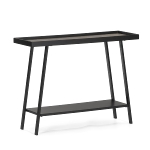 Console table,Top in matt black outer frame with light brown old wood paper