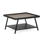 Coffee table,Top in matt black outer frame with light brown old wood paper