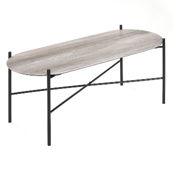 Coffee table K/D,Top plastic white oak veneer,legs metal tube in black