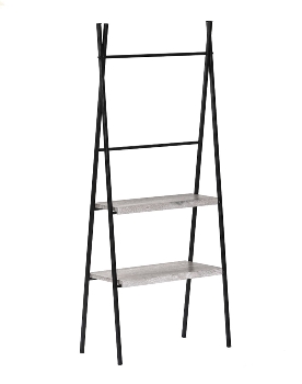 Shelf K/D in plastic white oak veneer,legs metal tube in black