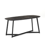 Coffee table K/D,Top in dark marble paper veneer,legs metal tube in black