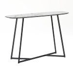 Console table K/D,Top in white marble paper veneer,legs metal tube in black