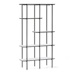 Shelf K/D in white marble paper veneer,legs metal tube in black