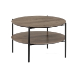 Coffee table K/D,Top and shelf in plastic taupe brown pine veneer,legs metal