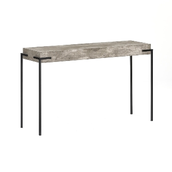 Console table K/D,Top in light grey concrete paper veneer,legs metal tube in