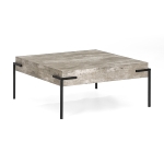 Coffee table K/D,Top in light grey concrete paper veneer,legs metal tube in