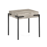 Side table K/D,Top in light grey concrete paper veneer,legs metal tube in