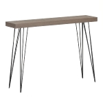 Console table K/D,Top in light grey oak paper veneer,legs metal stick in black