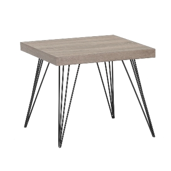 Side table K/D,Top in light grey oak paper veneer,legs metal stick in black