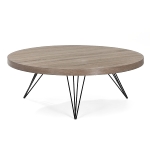 Coffee table K/D,Top in light grey oak paper veneer,legs metal stick in black