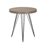Side table K/D,Top in light grey oak paper veneer,legs metal stick in black