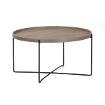 Coffee table K/D,Top in light grey oak paper veneer,legs metal stick in black