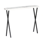 Console table K/D,Top in white marble paper veneer,legs metal tube in black