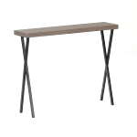 Console table K/D,Top in light grey oak paper veneer,legs metal tube in black