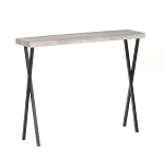 Console table K/D,Top in plastic white oak veneer,legs metal tube in black